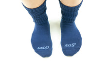 Load image into Gallery viewer, Deep Sea Blue Stay Cozy Slouch Socks
