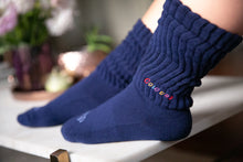 Load image into Gallery viewer, Deep Sea Blue Stay Cozy Slouch Socks
