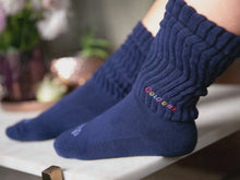 Load and play video in Gallery viewer, Deep Sea Blue Stay Cozy Slouch Socks
